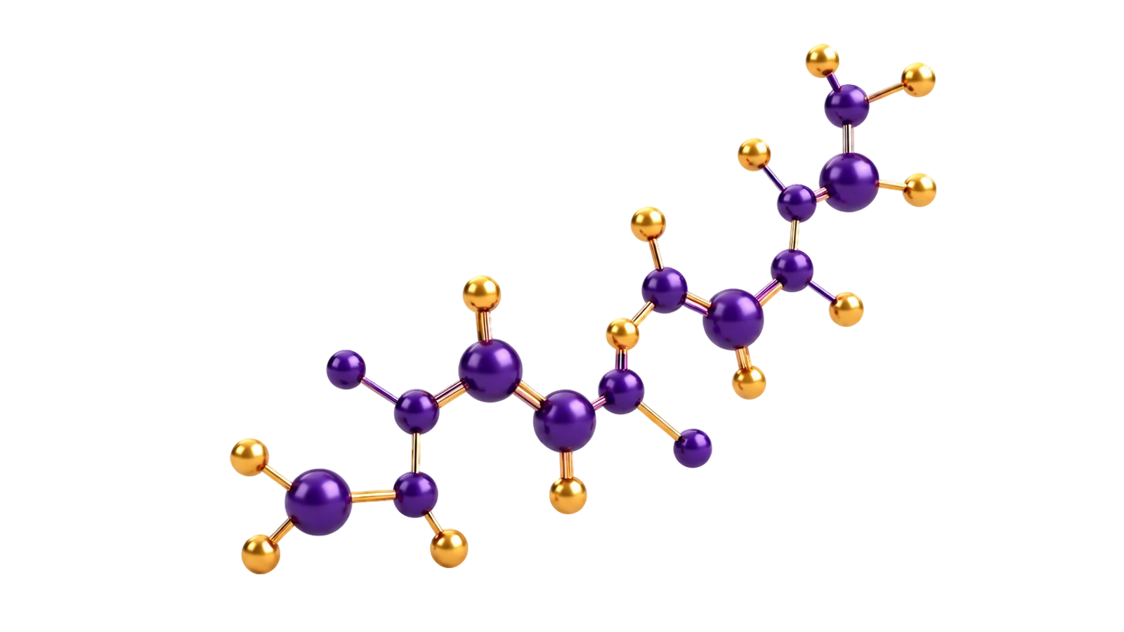 Stylized molecule in purple and gold